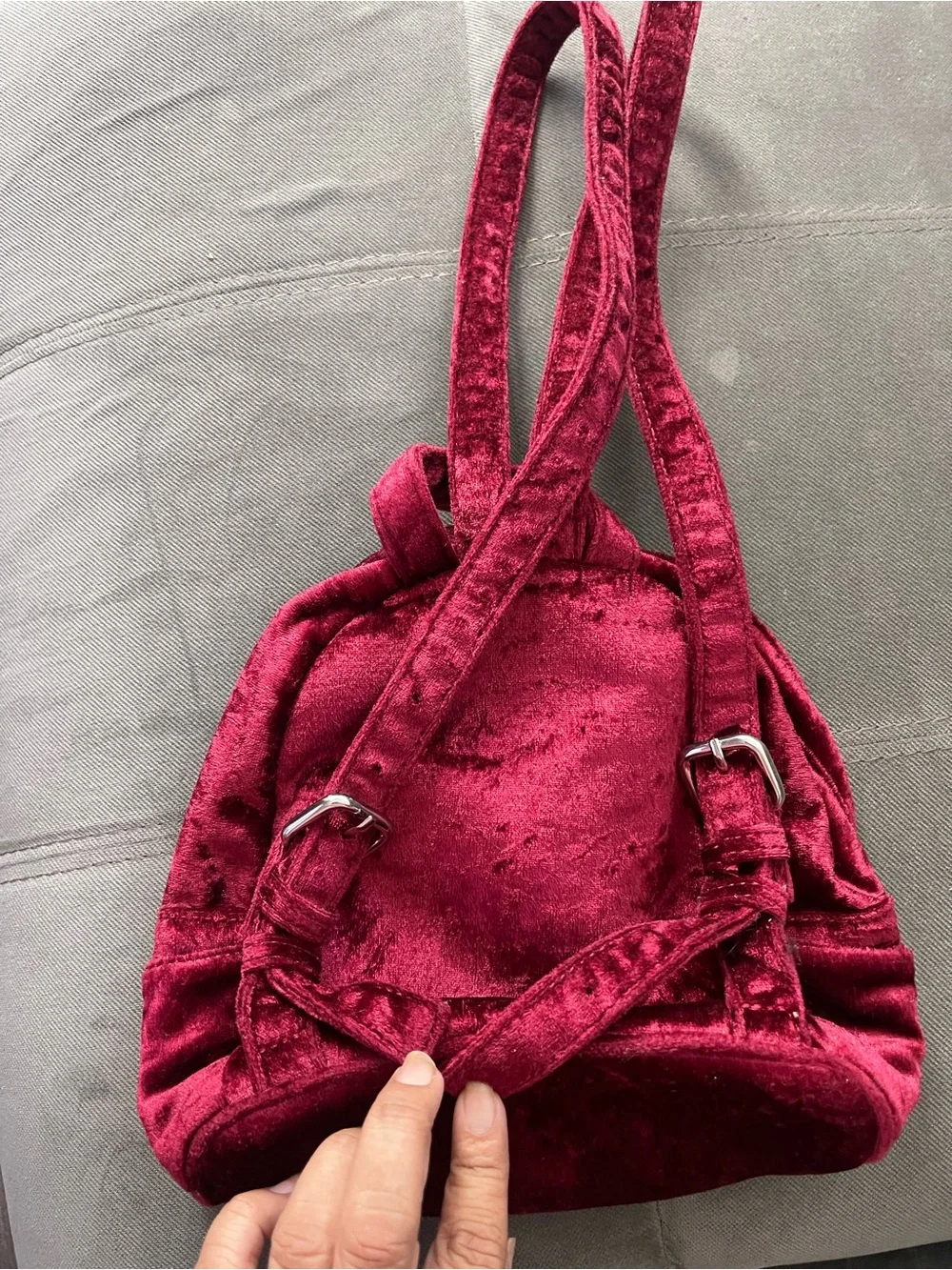 Forever 21 Velvet Mini Backpack - Wine